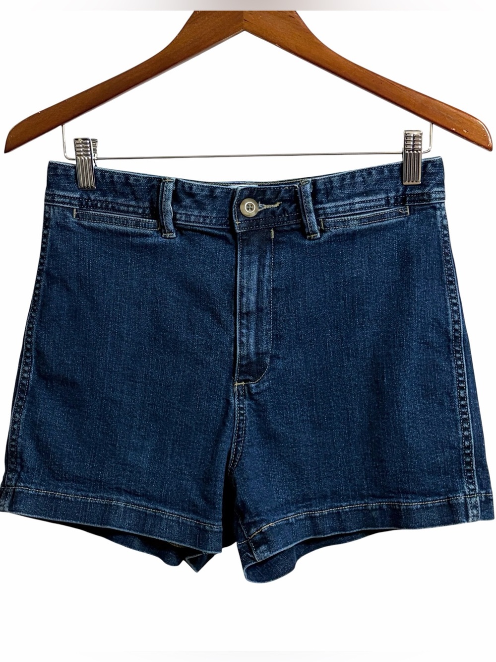 GAP High Rise Chino Denim Jean Shorts Womens 6 Dark Indigo Classic Preppy Staple